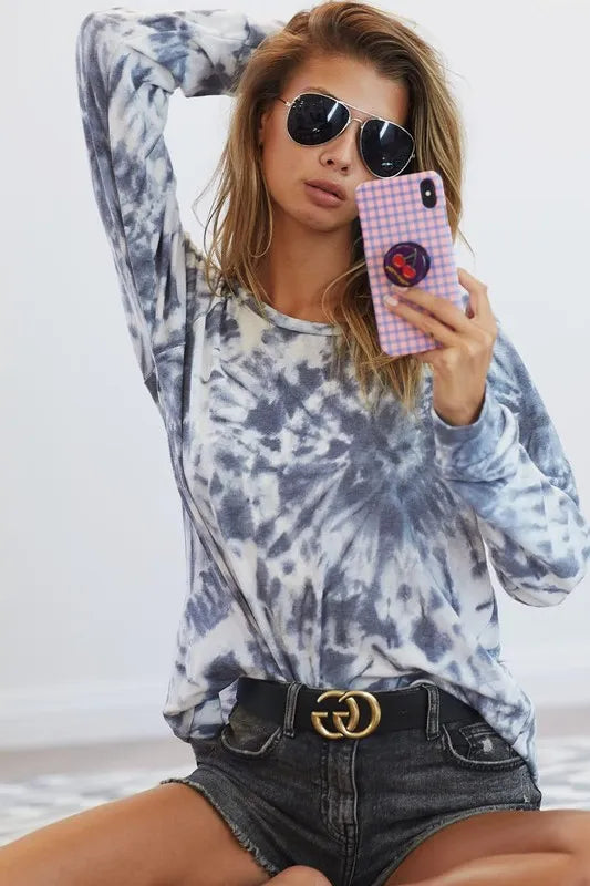 BiBi Tie Dye Print Terry T-Shirt OutfitFlow