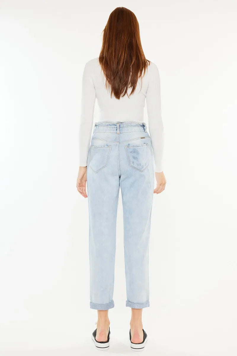 Kancan Open Pack Paperbag Mom Jeans OutfitFlow