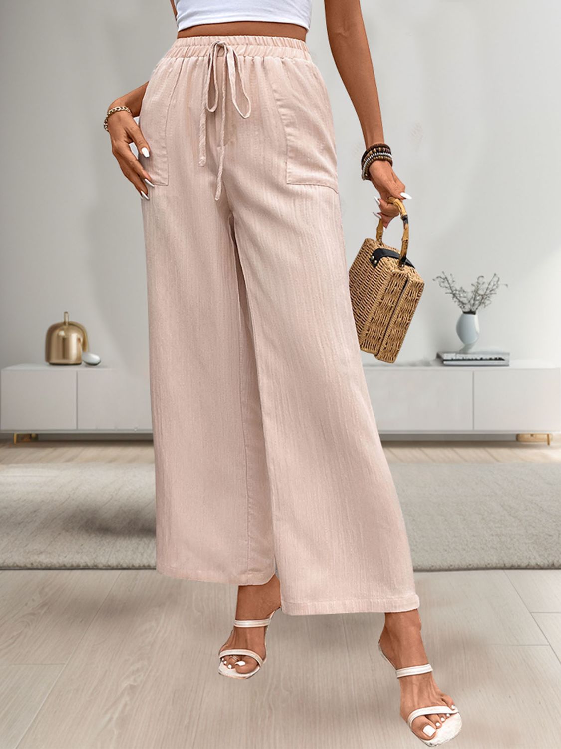 Outfit Flow - Perfee Tied Wide Leg Pants with Pockets