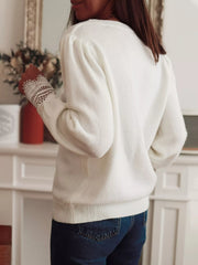 Lace Trim V-Neck Sweater OutfitFlow