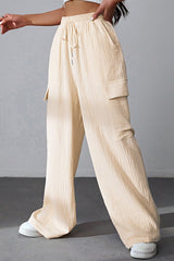 Outfit Flow - Drawstring Pocketed Wide Leg Pants