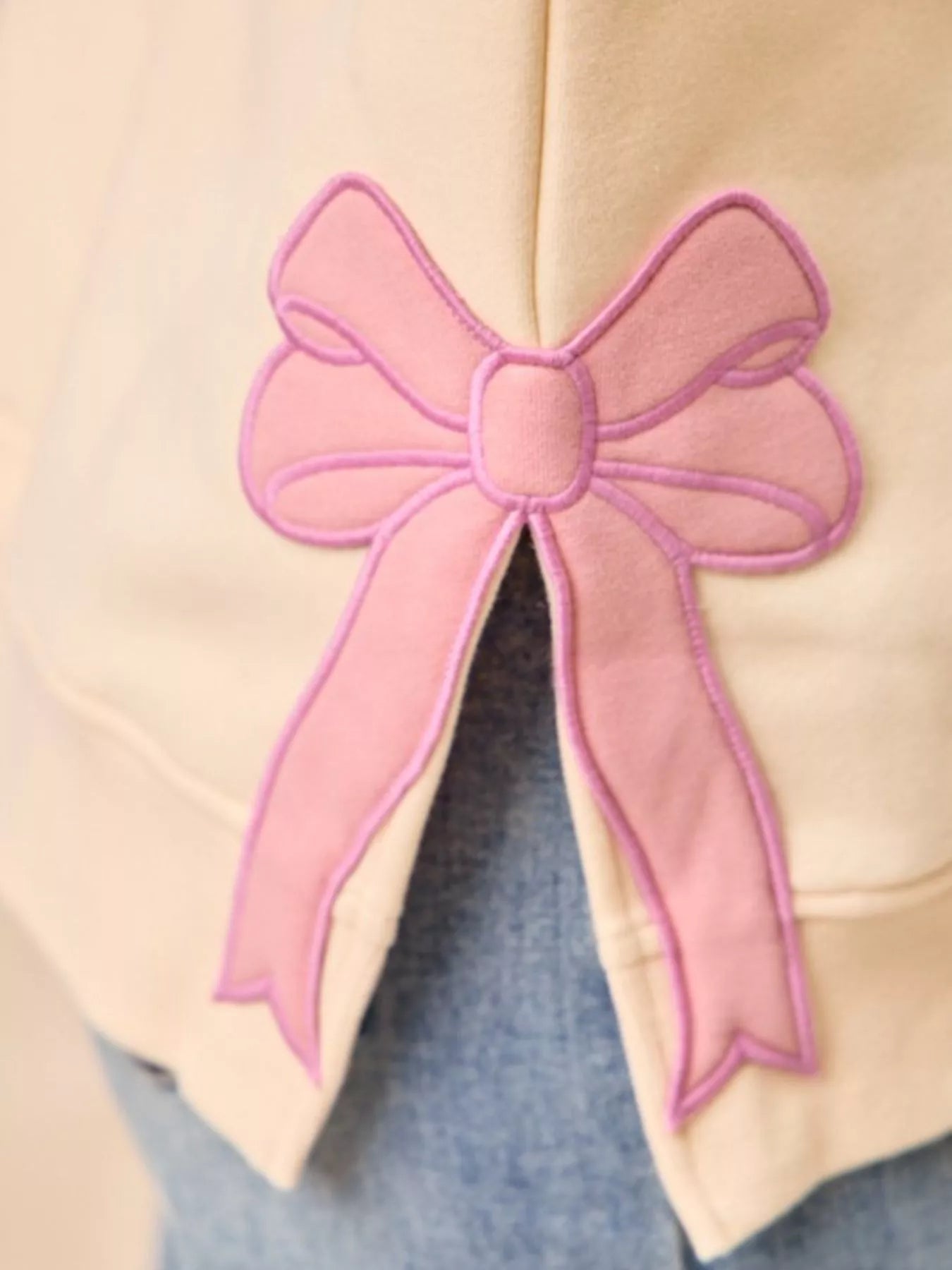 MERRY Bow Slit Crew Neck Christmas Sweatshirt OutfitFlow