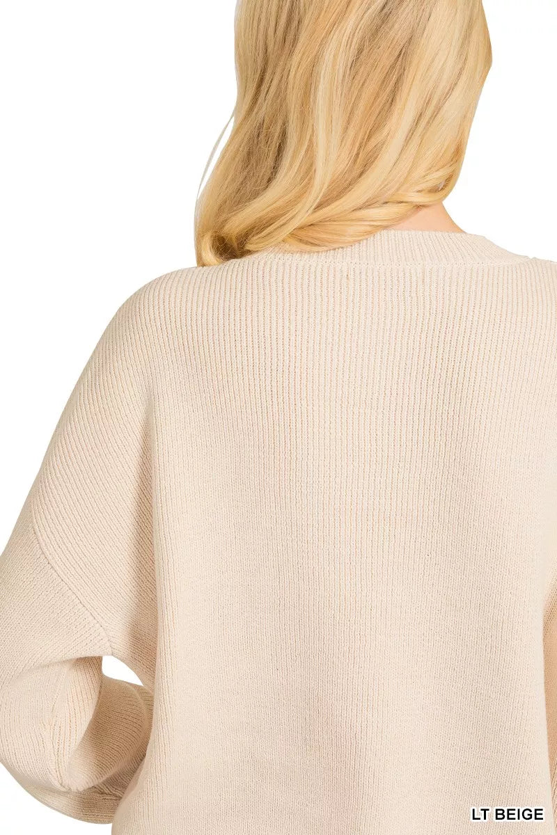Zenana American Flag Crew Neck Sweater OutfitFlow