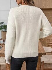 Button Detail Long Sleeve Sweater OutfitFlow