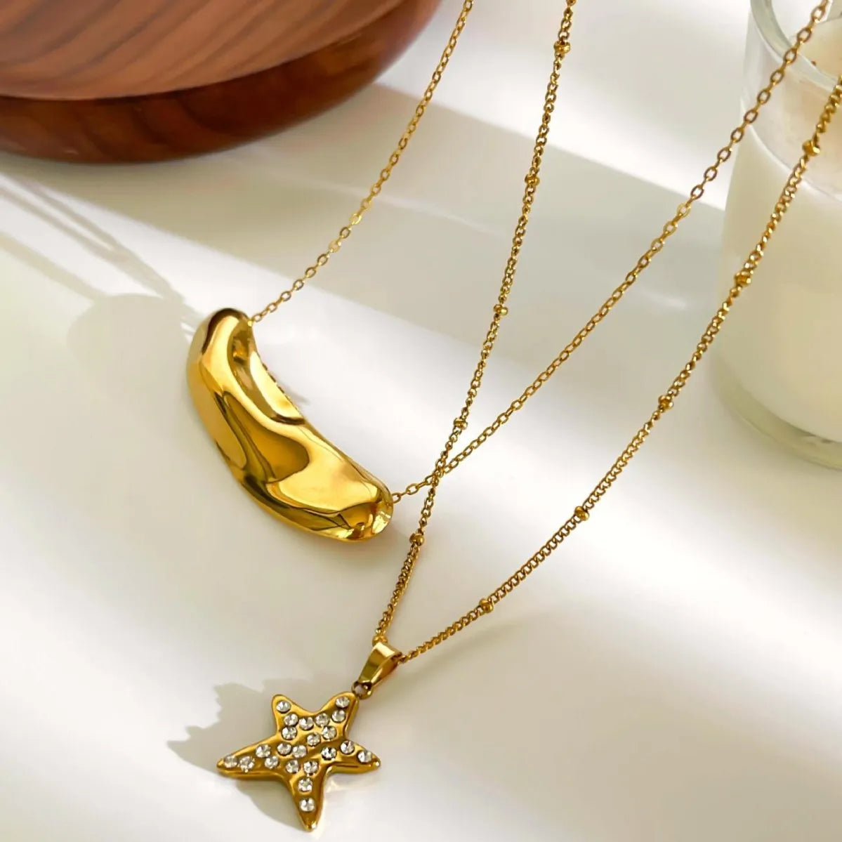 2-Piece 18K Gold-Plated Stainless Steel Necklace OutfitFlow