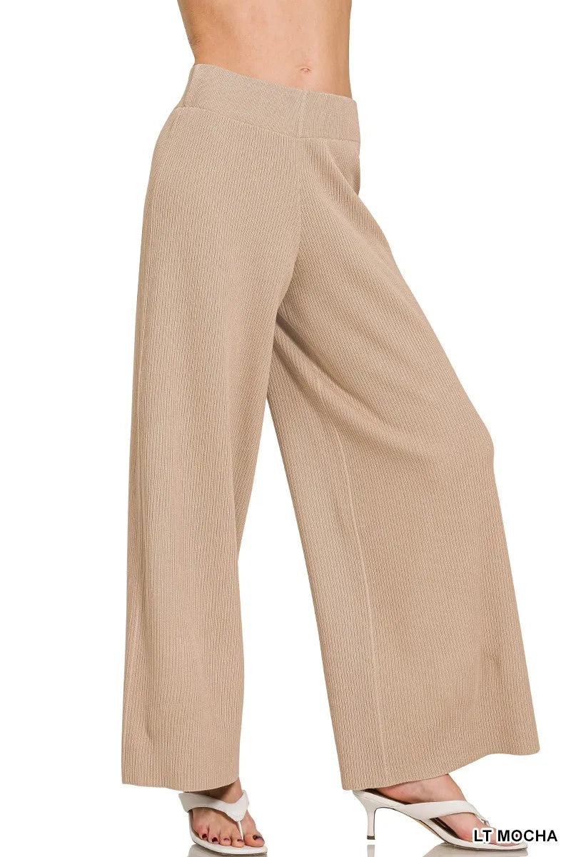 Zenana Viscose Ribbed Sweater Pants OutfitFlow