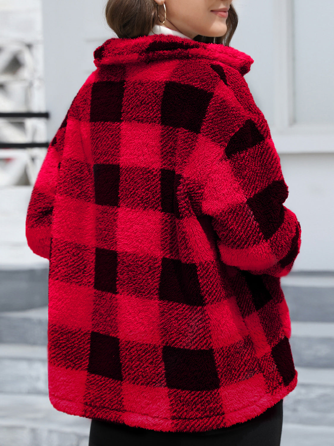 Outfit Flow - Button Up Drop Shoulder Fuzzy Jacket