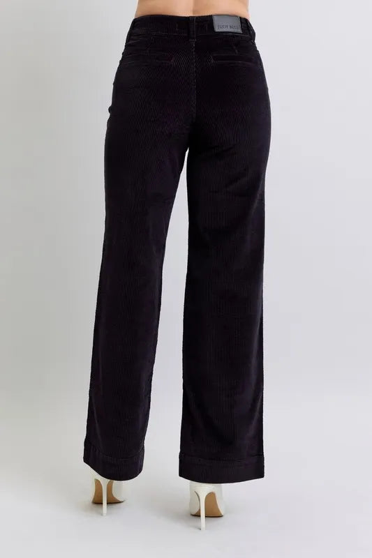 Judy Blue Full Size High Waist Corduroy Trouser Wide Plus Size OutfitFlow