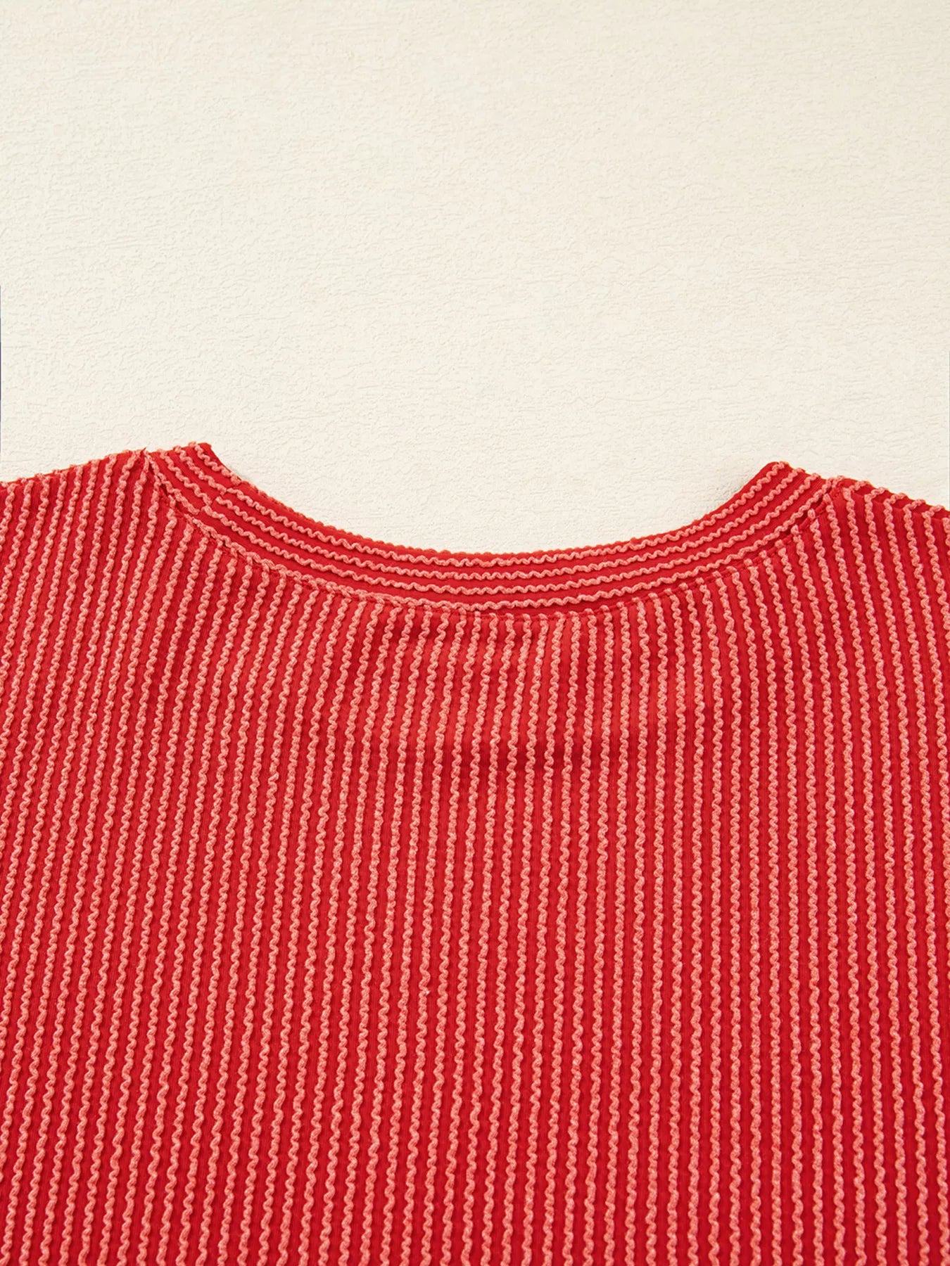 Merry Twisted Rib Christmas Loose Long Sleeve Top OutfitFlow