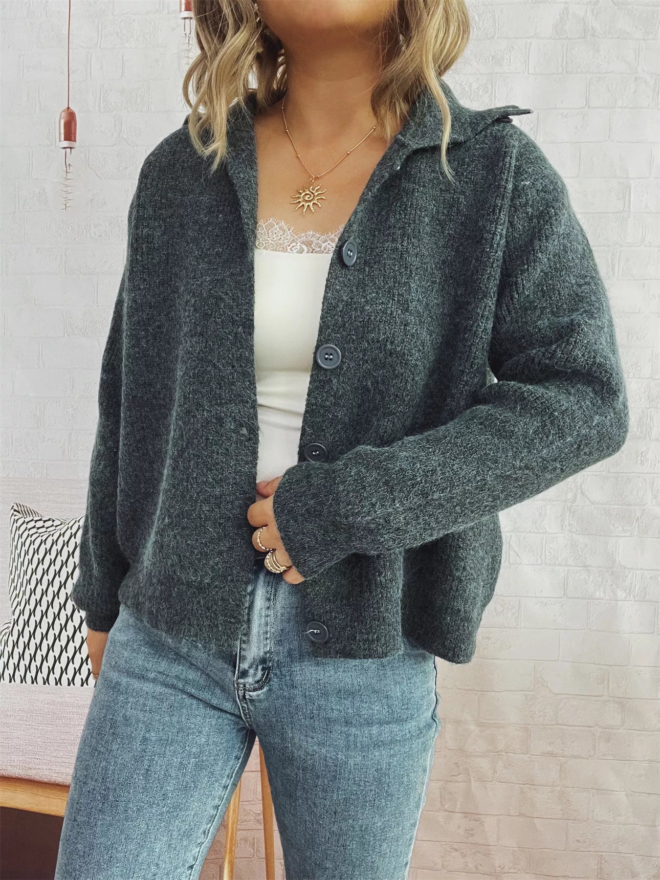 Ribbed Button-Up Cardigan OutfitFlow
