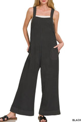Zenana Knit Waffle Wide Leg Overalls OutfitFlow