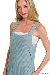 Zenana Knit Waffle Wide Leg Overalls OutfitFlow