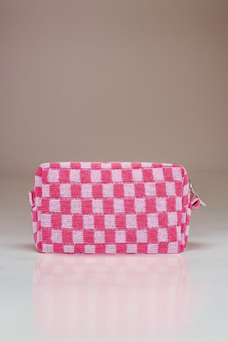 Outfit Flow - Zenana Checkered Pattern Knitted Cosmetic Pouch