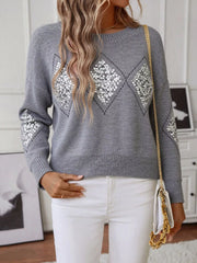 Sparkling Diamond Pattern Sweater OutfitFlow