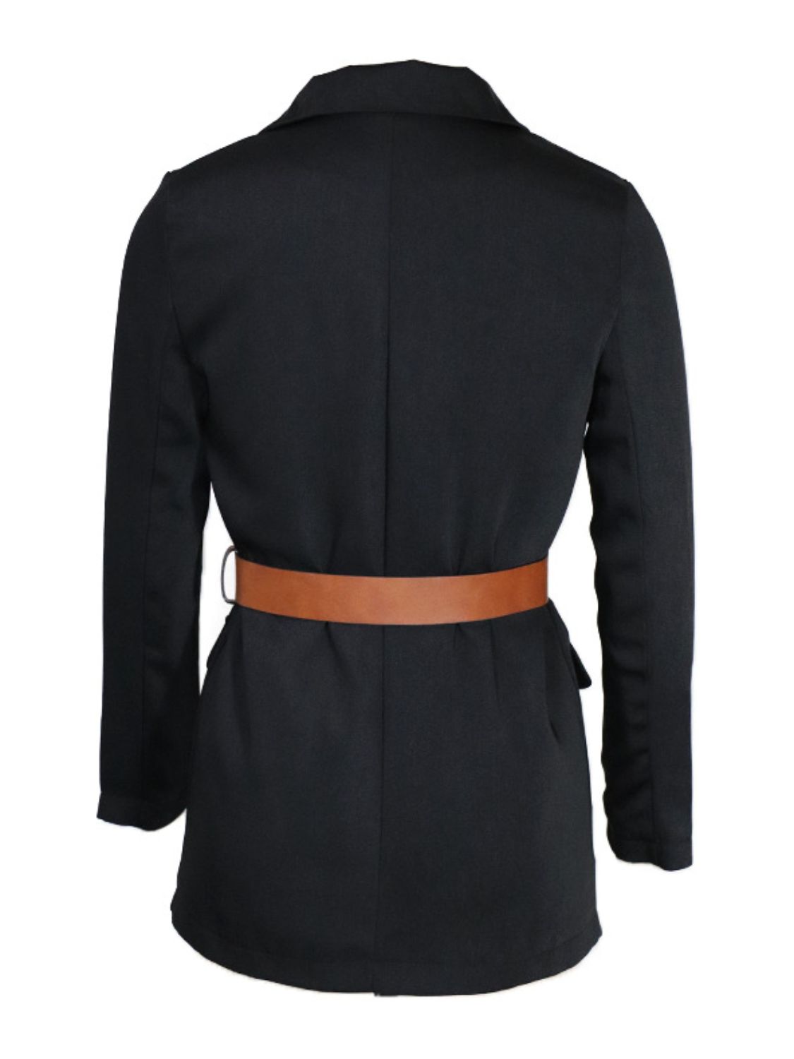 Buttoned Lapel Collar Long Sleeve Blazer OutfitFlow