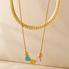 18K Gold-Plated Double Layered Heart Necklace OutfitFlow