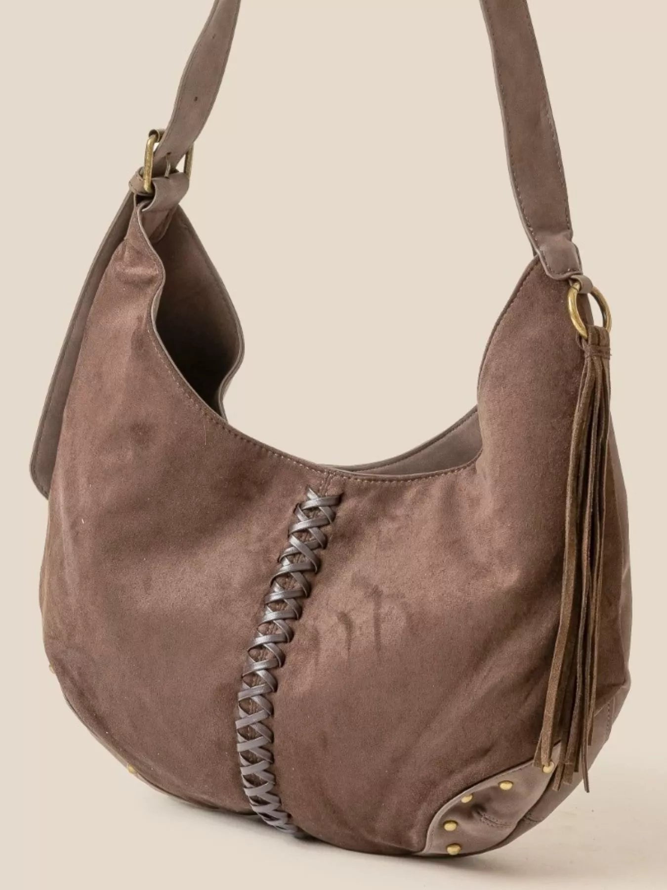 Fame Braided Detail Hobo Shoulder Bag OutfitFlow