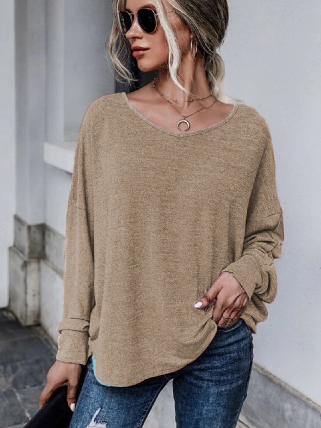 Outfit Flow - Full Size Double Tie Drop Shoulder Long Sleeve T-Shirt