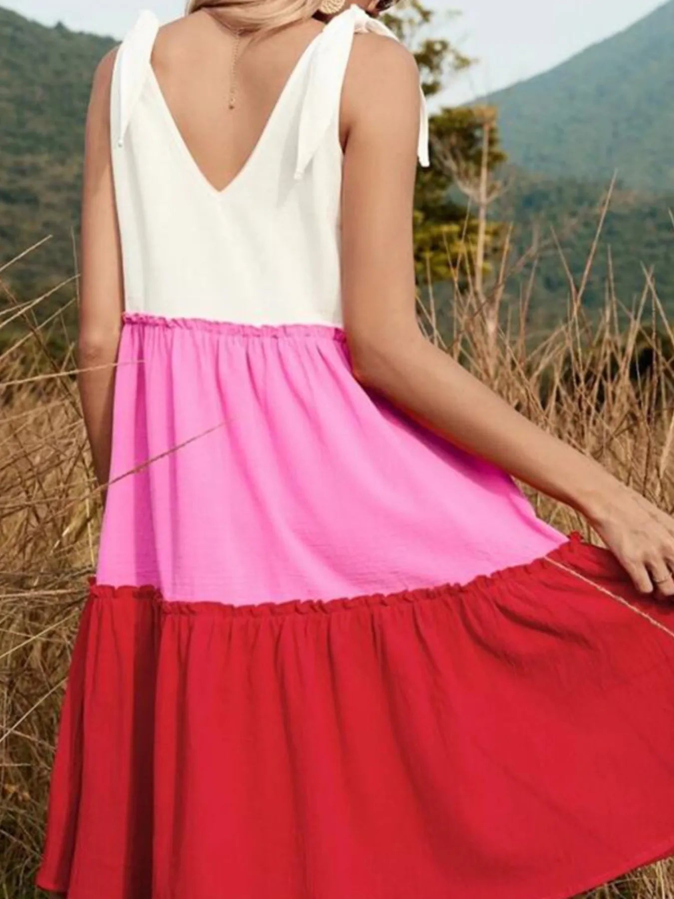 Colorblock Tiered Midi Tank Dress OutfitFlow
