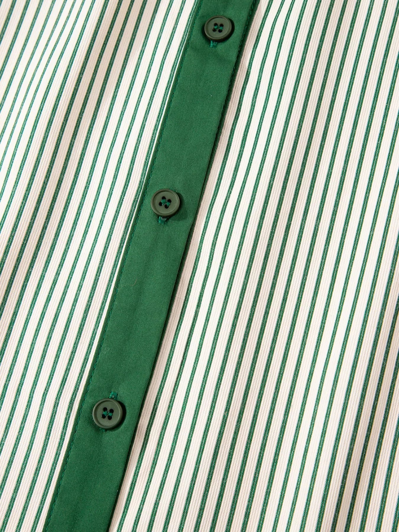 Stripe Color Block Patchwork Shirt Collar Button Down Puff Sleeve Mini Dress Trendsi