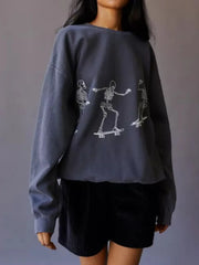 Skeleton Graphic Oversized Sweatshirt OutfitFlow