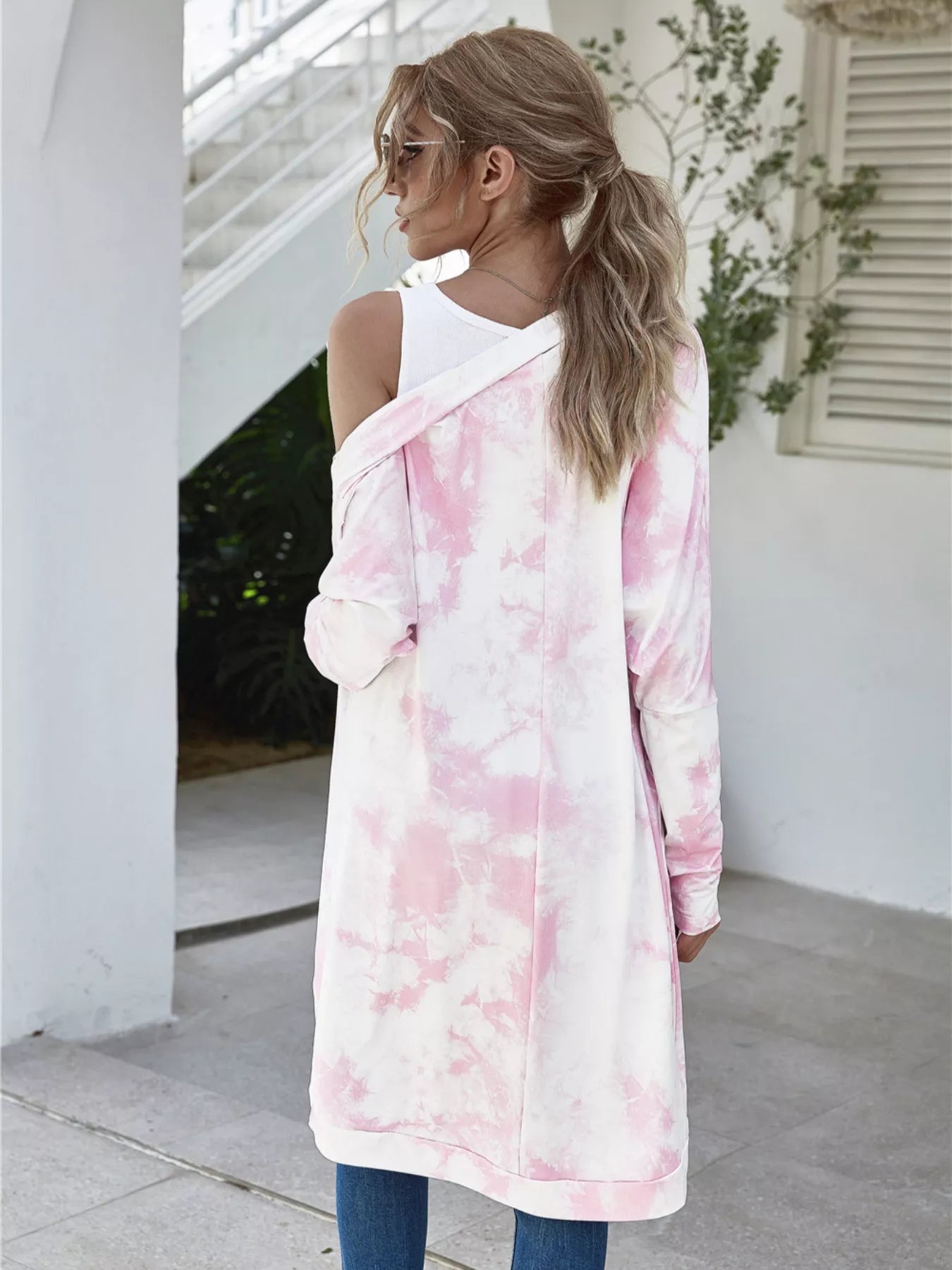 Tie-Dye Oversized Open Front Cardigan OutfitFlow