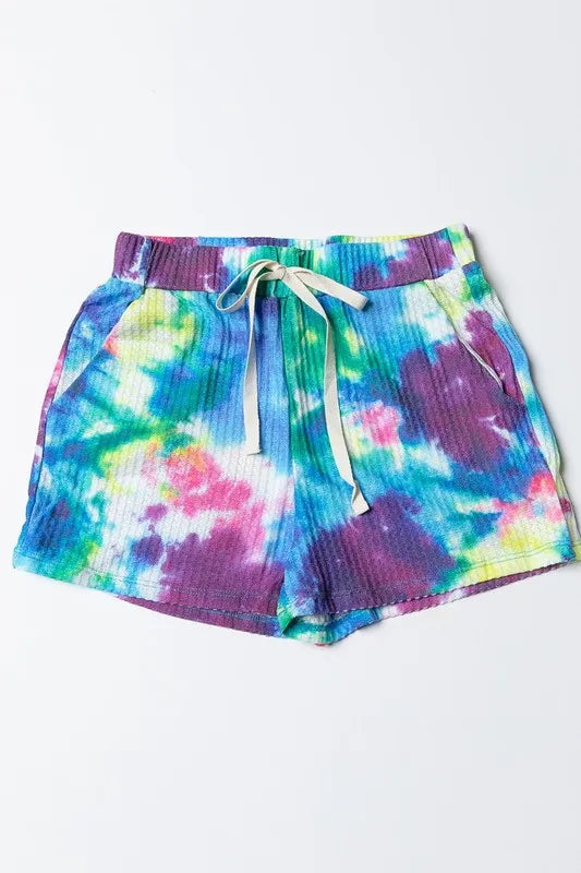 BiBi Tie Dye French Terry Casual Shorts OutfitFlow