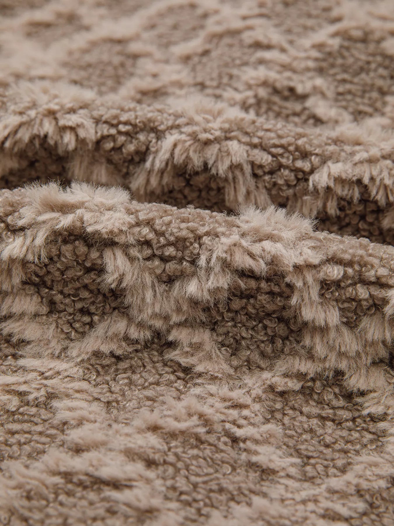 Sherpa Rhombus Zip Up Side Pocket Hooded Jacket OutfitFlow