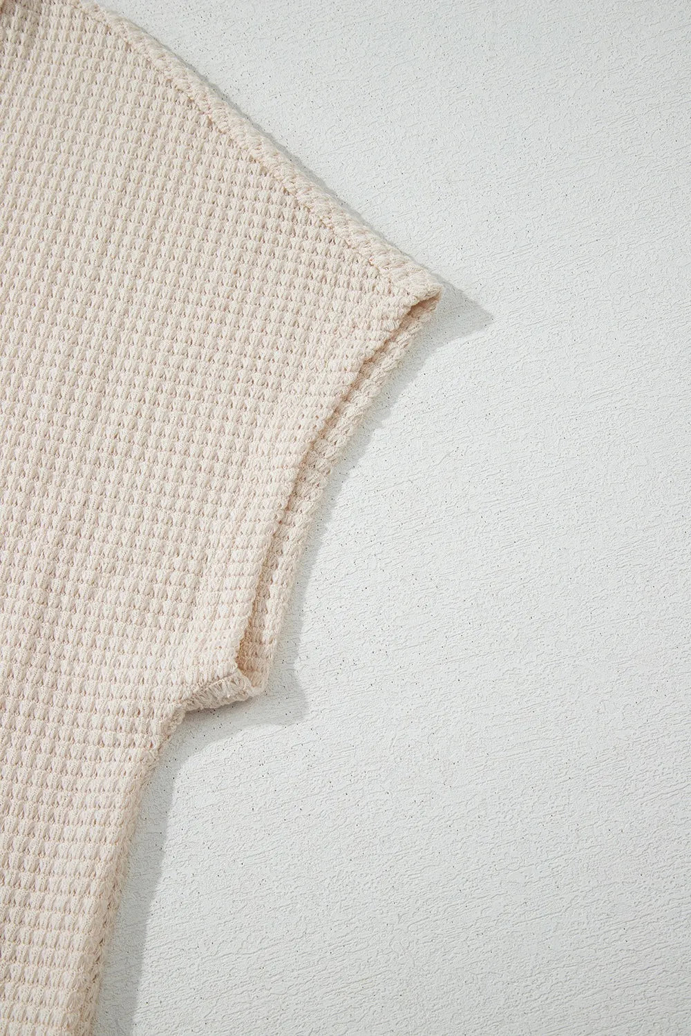 Solid Color Textured Seamed Short Sleeve Top OutfitFlow
