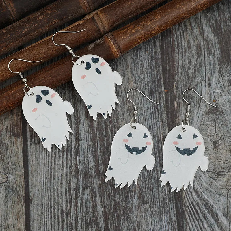 2 Piece Alloy Acrylic Ghost Dangle Earrings OutfitFlow