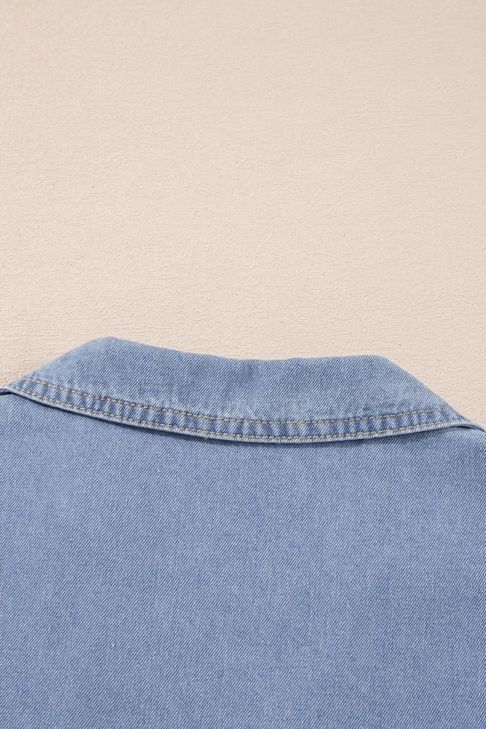 Lapel Neck Cap Sleeve Denim Babydoll Dress OutfitFlow