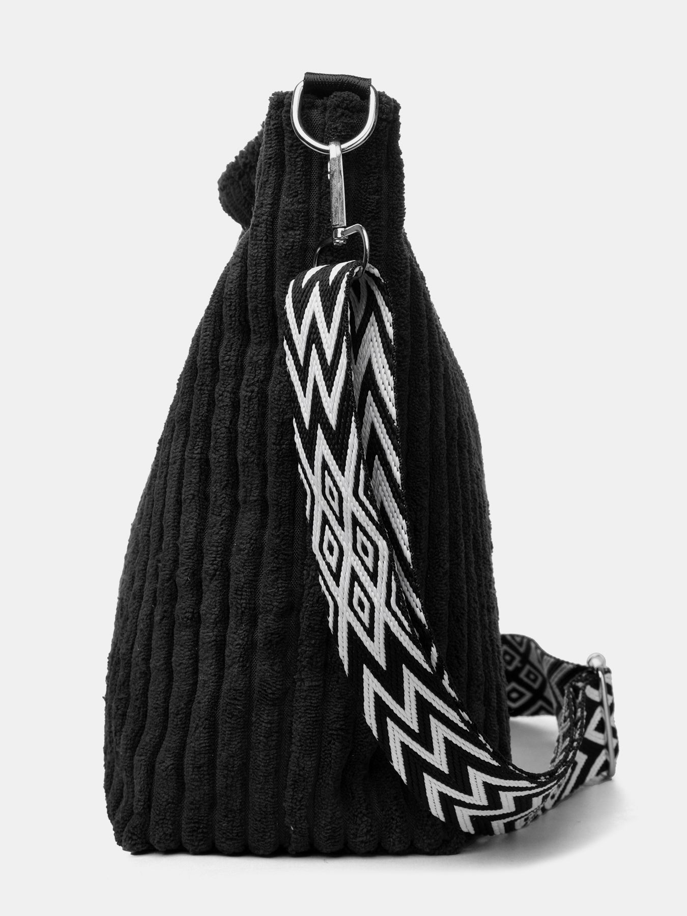 Corduroy Solid Color Crossbody Bag with Removable Strap OutfitFlow