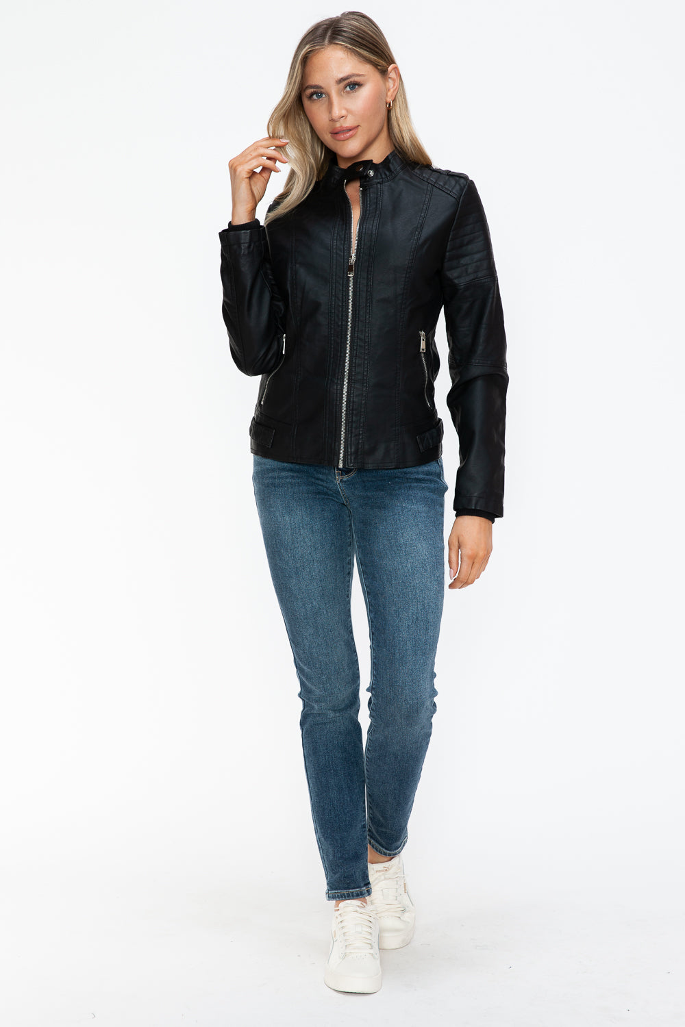 Outfit Flow - Snobbish PU Leather Biker Jacket with Side Zip Pockets