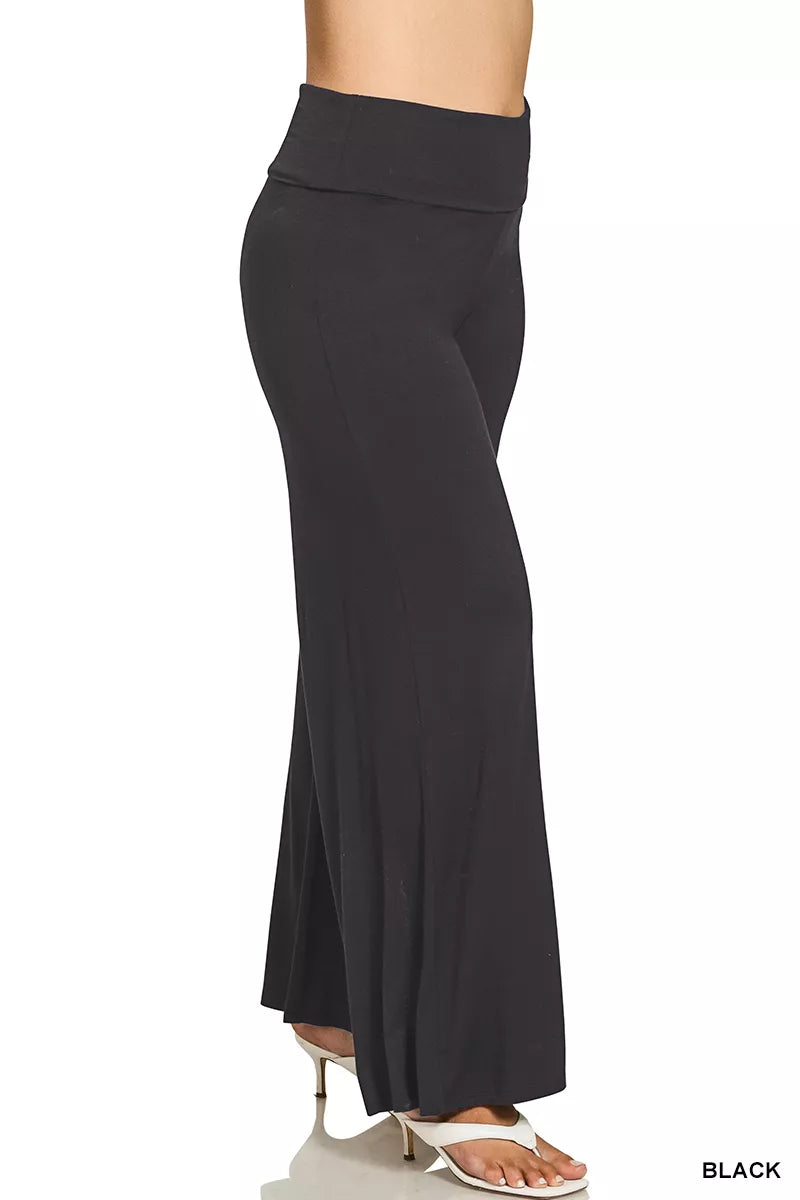 Zenana Full Size Fold Over Waist Comfy Wide Leg Pants Plus Size OutfitFlow