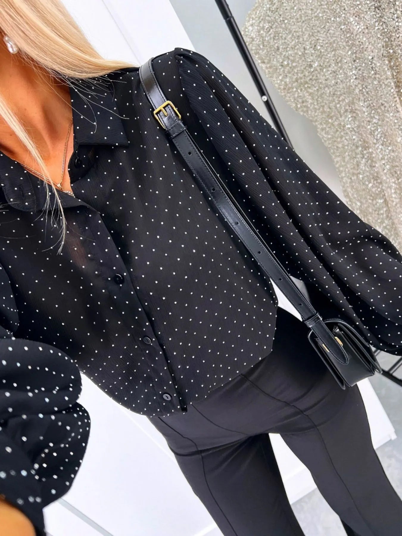 Polka Dot Button Down Shirt OutfitFlow