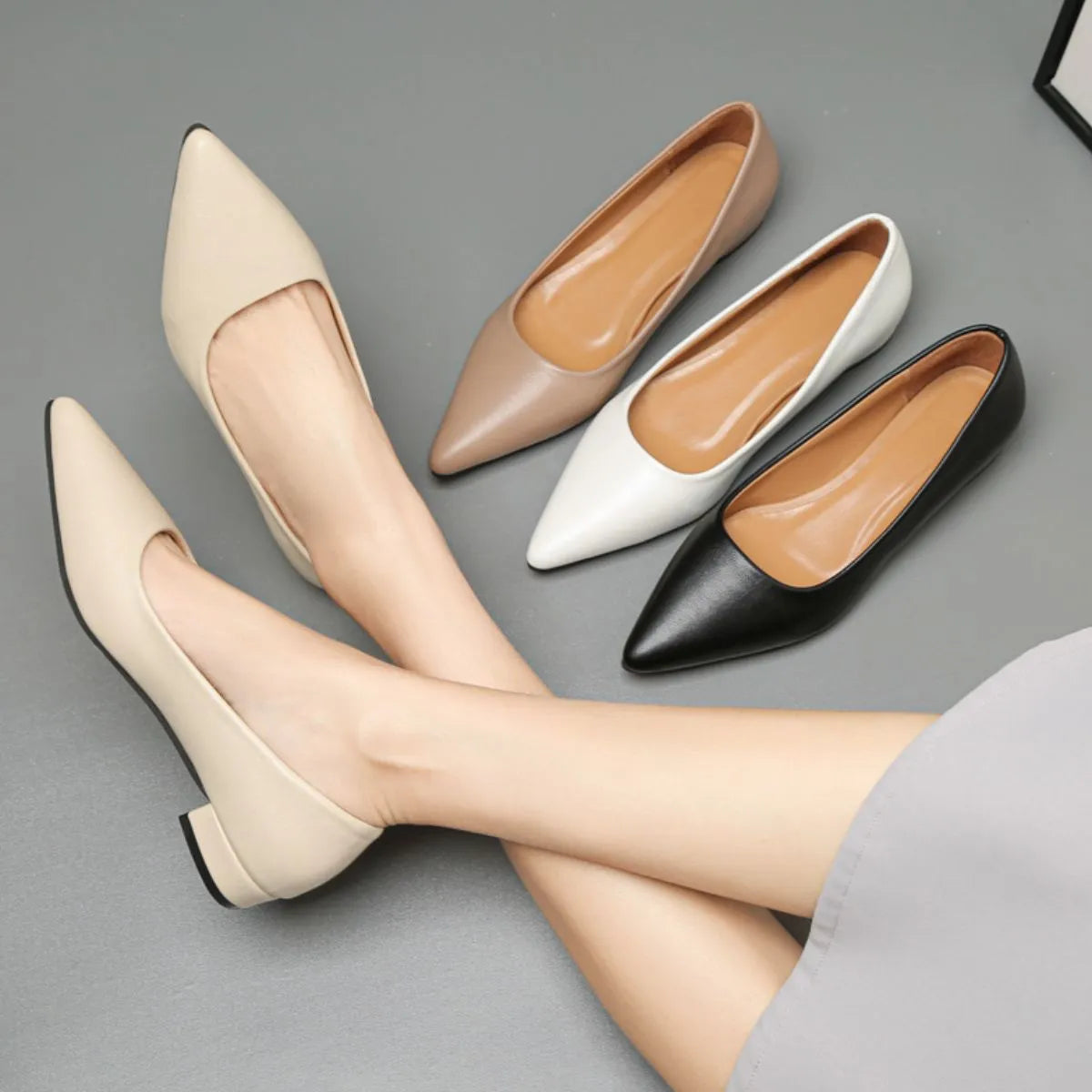 Pointed Toe Low Heel Pump OutfitFlow