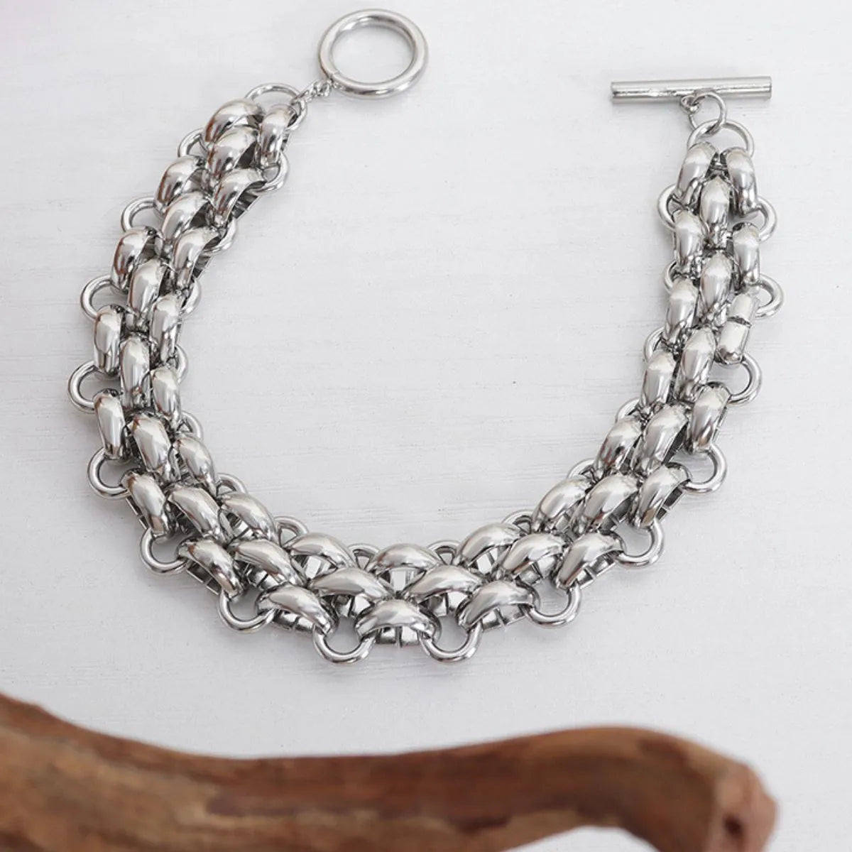 Gold Chain Link Jewelry Set with Necklace and Bracelet OutfitFlow