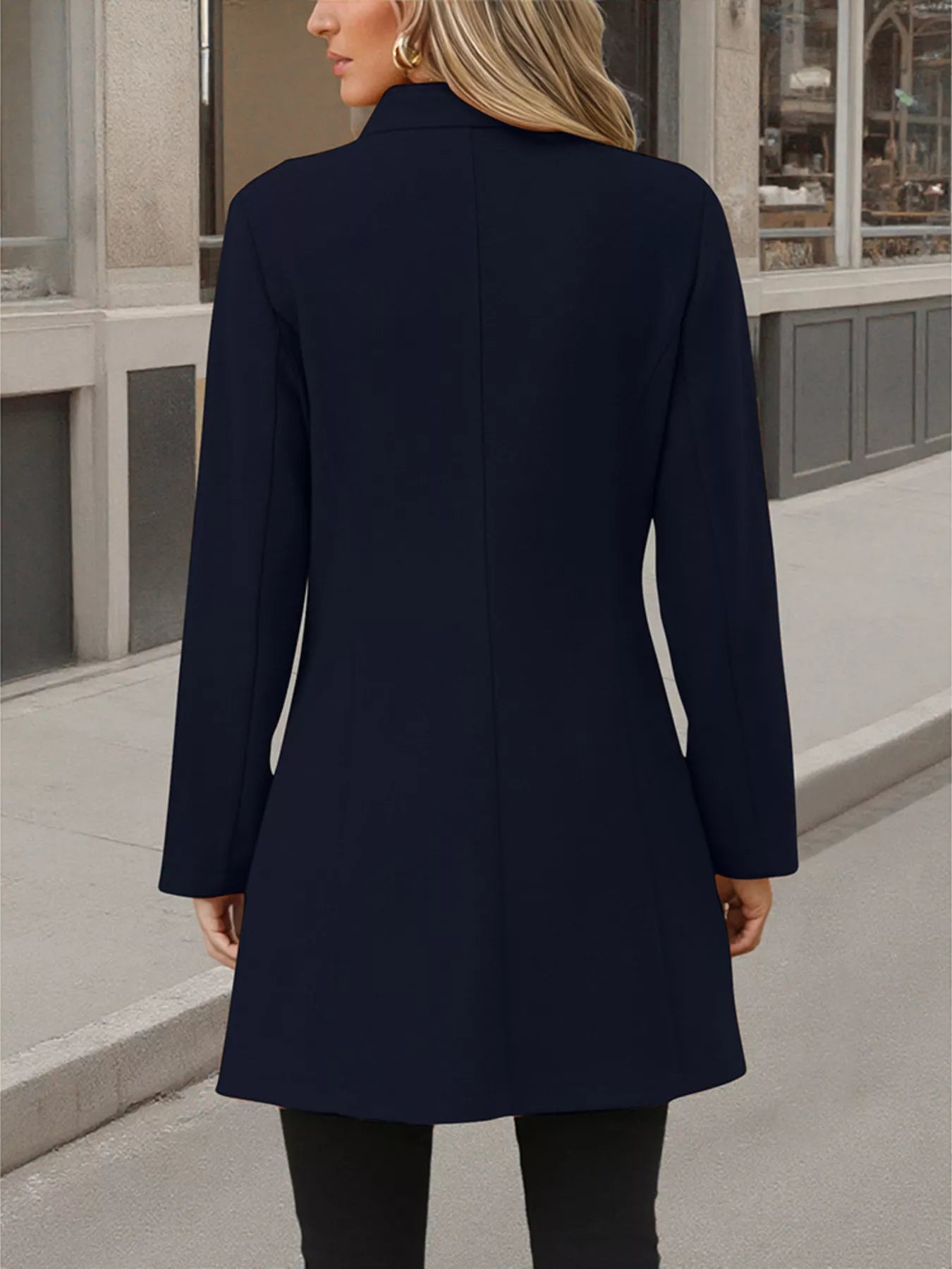 Button Up Long Sleeve Coat Trendsi
