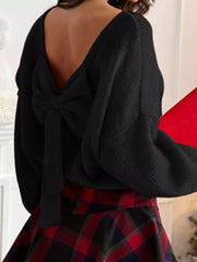 Bow Back Long Sleeve Sweater OutfitFlow