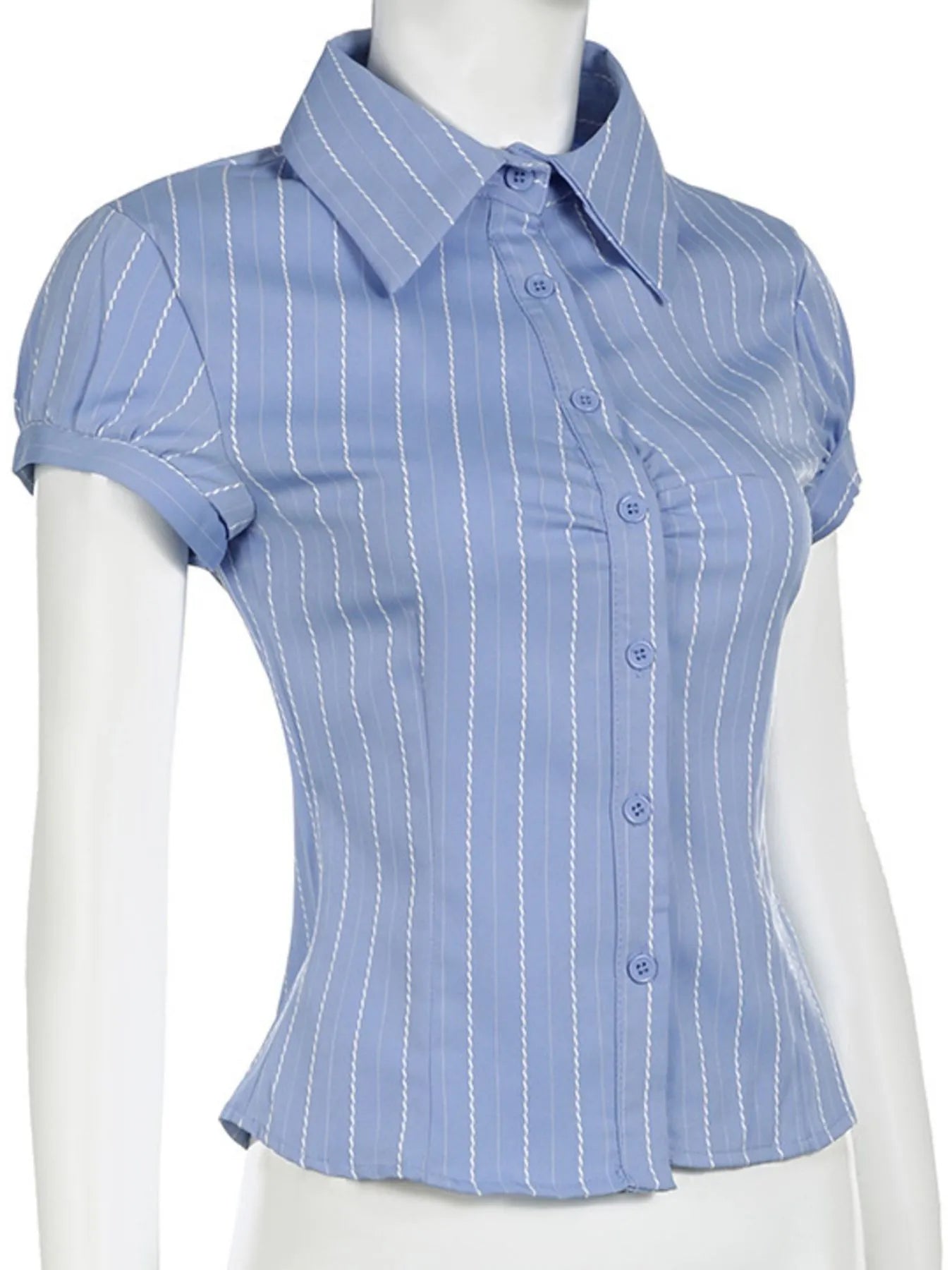 Striped Button-Down Collared Neck Shirt OutfitFlow