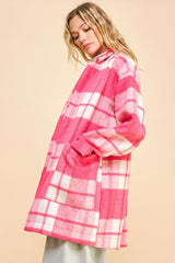 Outfit Flow - Davi & Dani Plaid Open Front Drop Shoulder Longline Coat