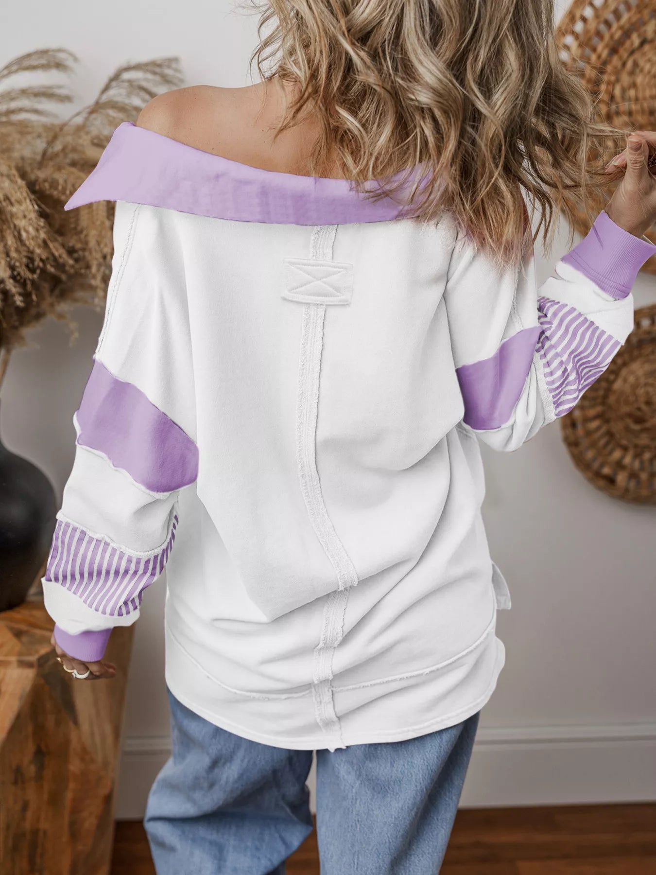 Striped Color Block Long Sleeve Sweatshirt OutfitFlow