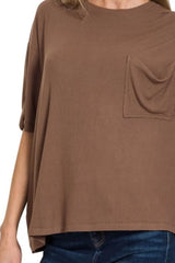 Zenana Oversized Ribbed Round Neck Short Sleeve Tee OutfitFlow
