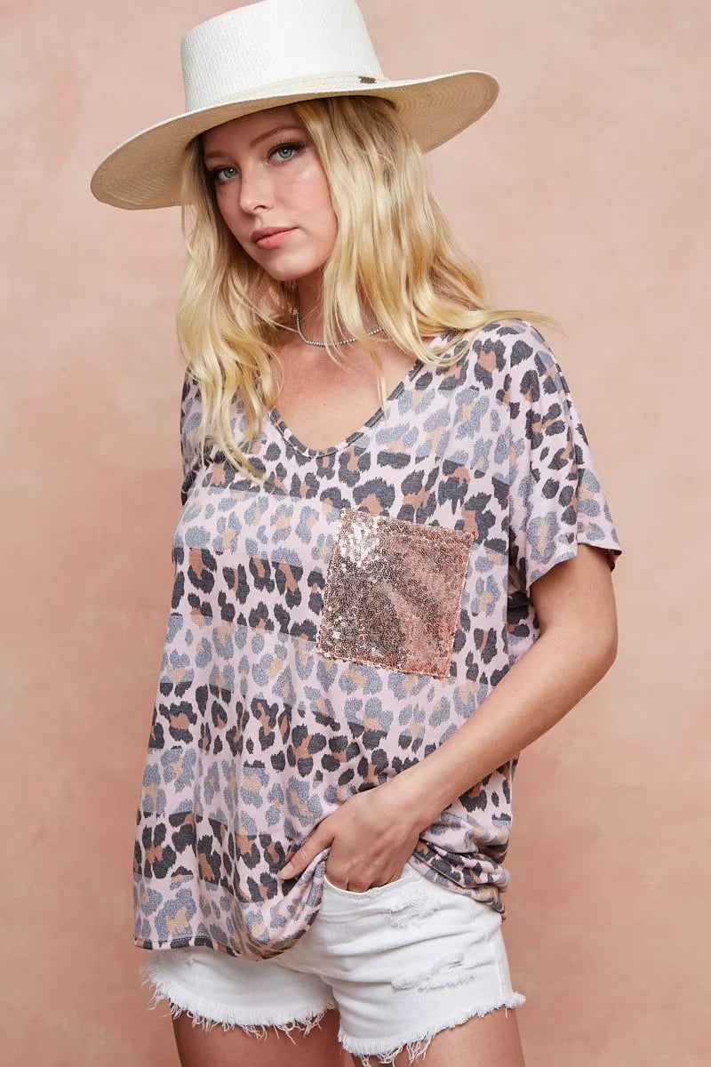 BiBi Leopard Stripe Printed Jersey T-Shirt OutfitFlow