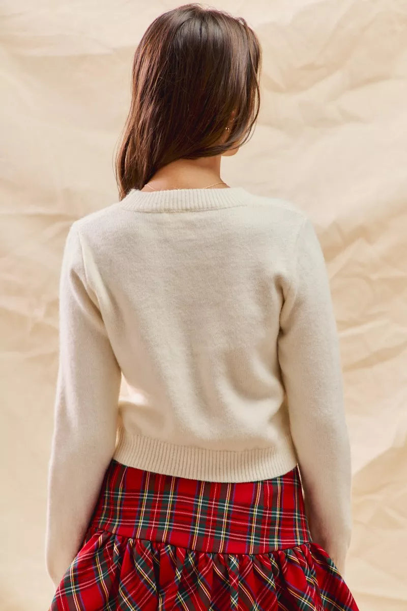 SO ME Christmas Candy Cone Cropped Sweater OutfitFlow