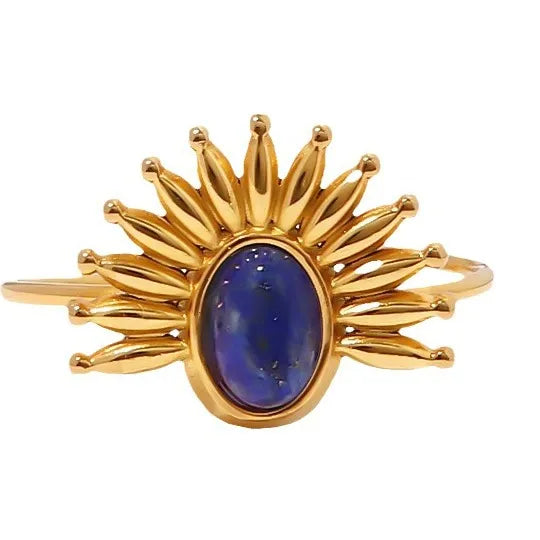 Sunflower Lapis Lazuli Adjustable Ring OutfitFlow