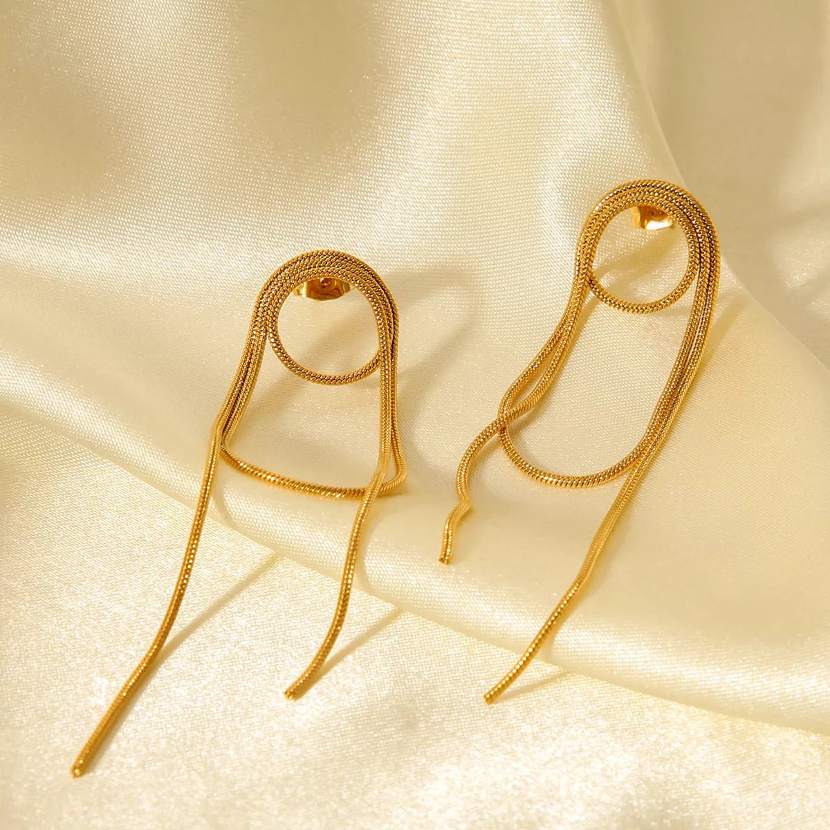 18K Gold-Plated Hoop Chain Earrings OutfitFlow