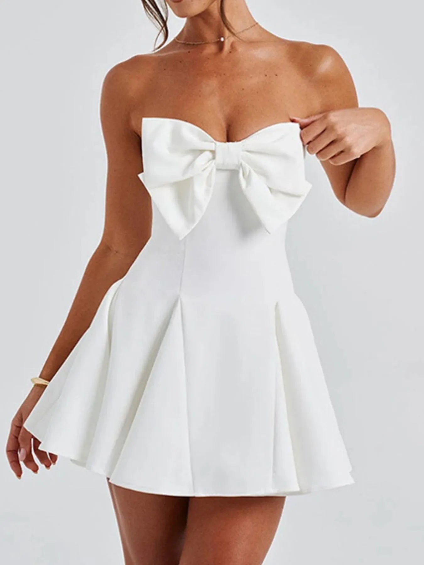Bow Tube A-Line Mini Dress OutfitFlow