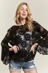 ADORA Bell Sleeve Crochet Top OutfitFlow