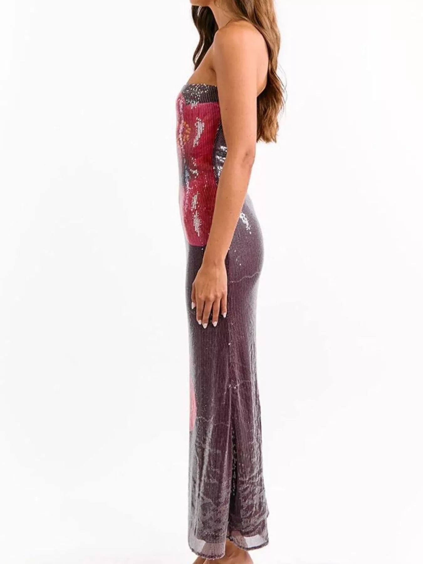 Sequin Flower Tube Maxi Dress OutfitFlow